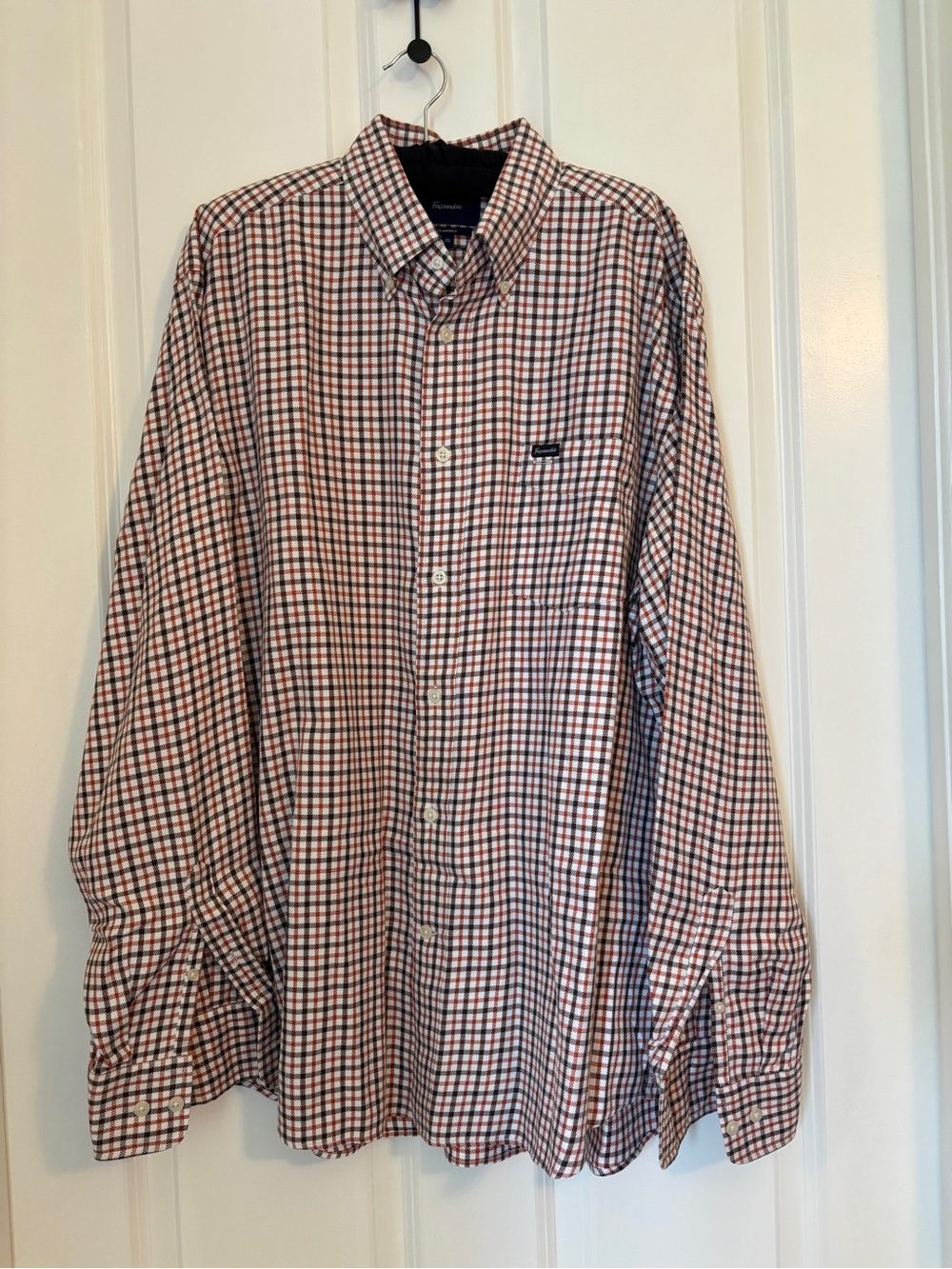Faconnable Men's Check Button-Down Shirt - Rust, Brown & Cream. Sz XL Classique